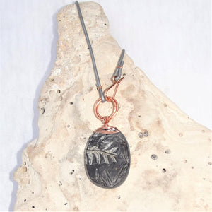 Pteridophyte Fossil Necklace (Large, Double Sided) - 300 Million Yrs Old