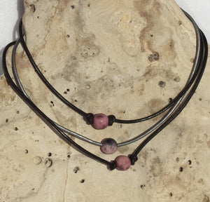 Leather n Gemstone Chokers / Wrap Bracelets