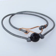 Load image into Gallery viewer, Leather n Gemstone Chokers / Wrap Bracelets