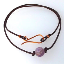 Load image into Gallery viewer, Leather n Gemstone Chokers / Wrap Bracelets