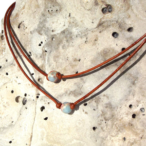 Leather n Gemstone Chokers / Wrap Bracelets