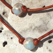 Load image into Gallery viewer, Leather n Gemstone Chokers / Wrap Bracelets