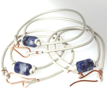 Load image into Gallery viewer, Leather n Gemstone Chokers / Wrap Bracelets