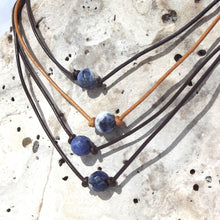 Load image into Gallery viewer, Leather n Gemstone Chokers / Wrap Bracelets