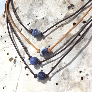 Leather n Gemstone Chokers / Wrap Bracelets