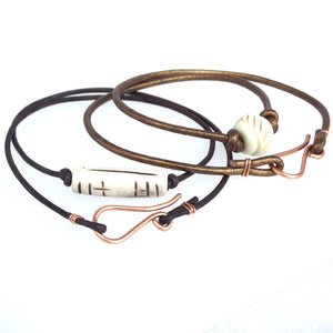 Leather n Gemstone Chokers / Wrap Bracelets