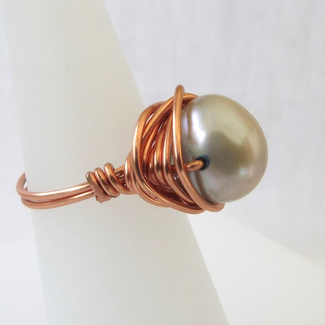 Ring, Size 3.5 - Freshwater Pearl & Copper