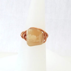 Ring, Size 4.25 - Yellow Calcite & Copper