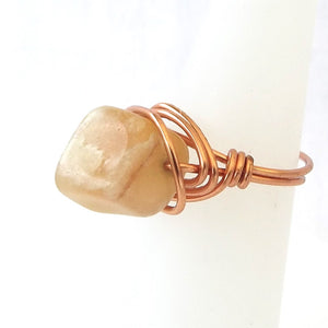 Ring, Size 4.25 - Yellow Calcite & Copper