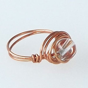 Ring, Size 4.75 - Clear Quartz & Copper