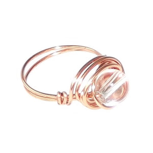 Ring, Size 4.75 - Clear Quartz & Copper