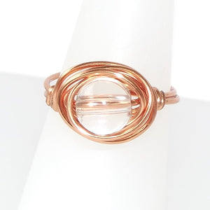 Ring, Size 4.75 - Clear Quartz & Copper