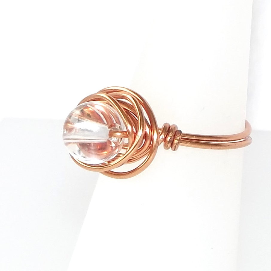 Ring, Size 4.75 - Clear Quartz & Copper