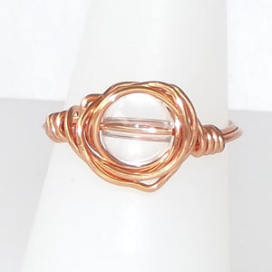 Ring, Size 8.5 - Clear Quartz & Copper