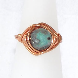 Ring, Size 5.5 - Agate & Copper