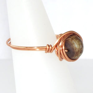 Ring, Size 5.75 - Agate & Copper