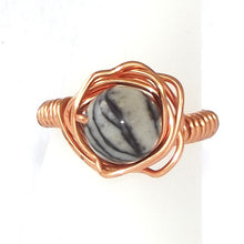 Load image into Gallery viewer, Ring, Size 5.5 - Zebra Marble &amp; Copper