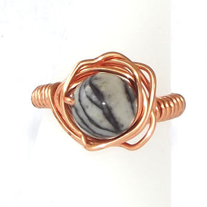 Ring, Size 5.5 - Zebra Marble & Copper