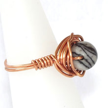 Load image into Gallery viewer, Ring, Size 5.5 - Zebra Marble &amp; Copper