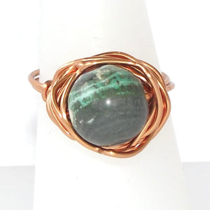 Ring, Size 6.25 - Agate & Copper