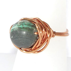 Ring, Size 6.25 - Agate & Copper