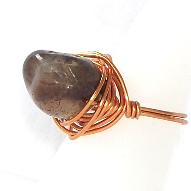 Ring, Size 6.5 - Smoky Quartz & Copper