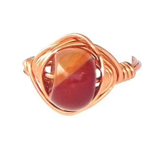 Ring, Size 6.25 - Agate & Copper