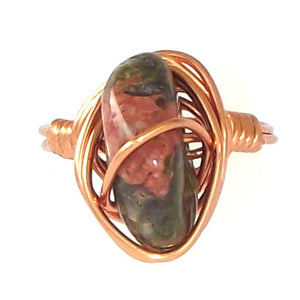 Ring, Size 6 - Unakite & Copper