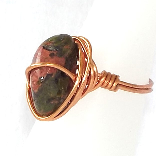 Ring, Size 6 - Unakite & Copper