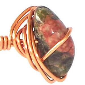 Ring, Size 6 - Unakite & Copper