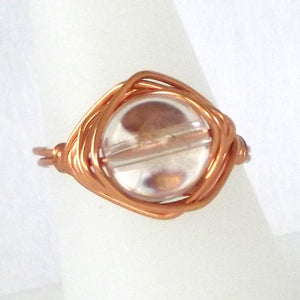 Ring, Size 8.75 - Clear Quartz & Copper