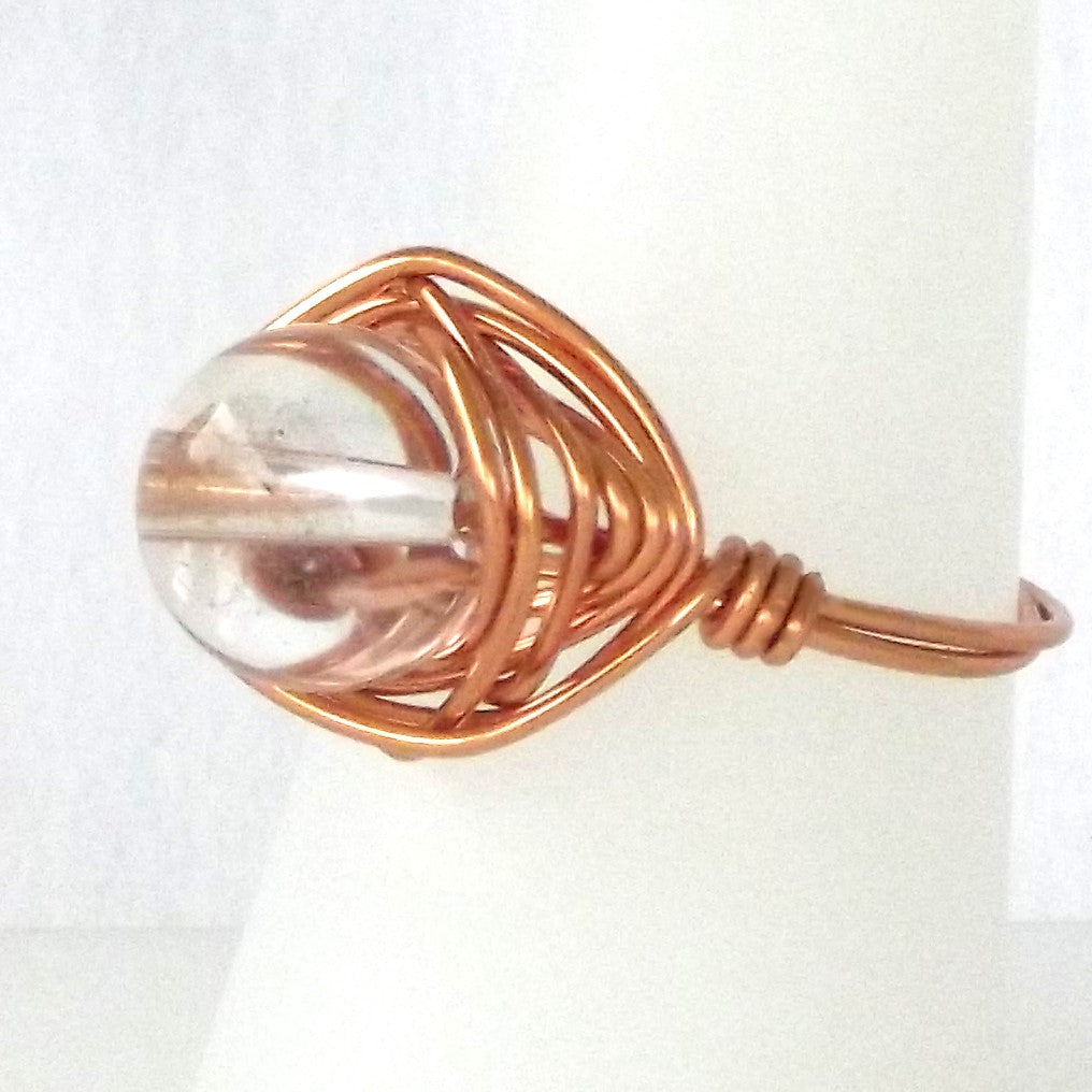 Ring, Size 8.75 - Clear Quartz & Copper