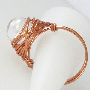 Ring, Size 8.75 - Clear Quartz & Copper