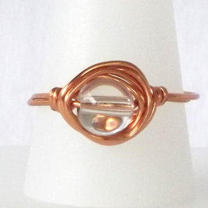 Ring, Size 9.75 - Clear Quartz & Copper