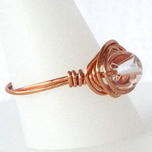 Ring, Size 9.75 - Clear Quartz & Copper