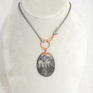 Pteridophyte Fossil Necklace (Large, Double Sided) - 300 Million Yrs Old