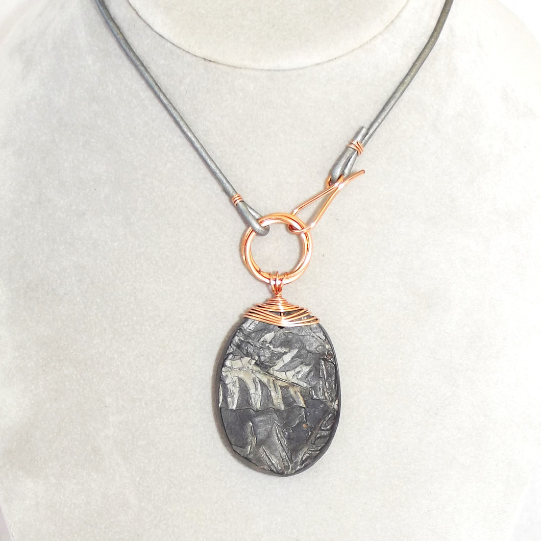 Pteridophyte Fossil Necklace (Large, Double Sided) - 300 Million Yrs Old