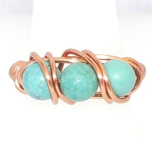 Ring, Size 4 - Turquoise & Copper