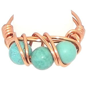 Ring, Size 4 - Turquoise & Copper