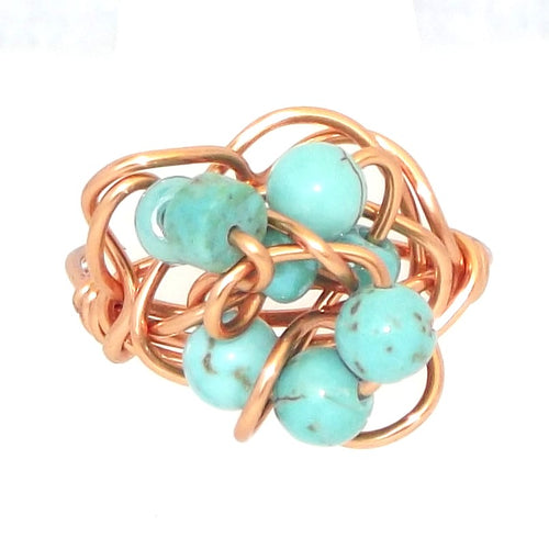 Ring, Size 6.75 - Turquoise & Copper