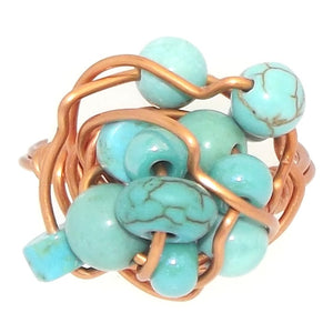 Ring, Size 5 - Turquoise & Copper