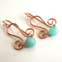 Load image into Gallery viewer, Copper Filigree Amazonite Earrings