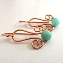 Load image into Gallery viewer, Copper Filigree Amazonite Earrings