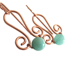 Load image into Gallery viewer, Copper Filigree Amazonite Earrings