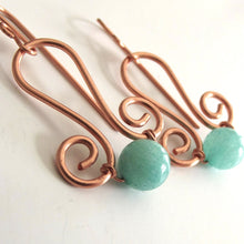 Load image into Gallery viewer, Copper Filigree Amazonite Earrings