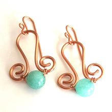 Load image into Gallery viewer, Copper Filigree Amazonite Earrings