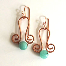 Load image into Gallery viewer, Copper Filigree Amazonite Earrings