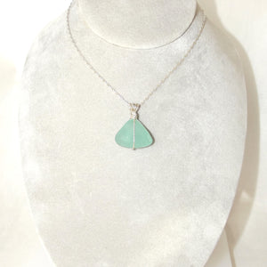 Aqua Sea Glass - Sterling Silver Wrap