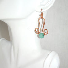 Load image into Gallery viewer, Copper Filigree Amazonite Earrings