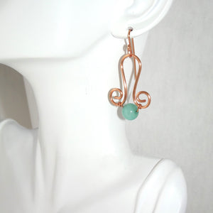 Copper Filigree Amazonite Earrings